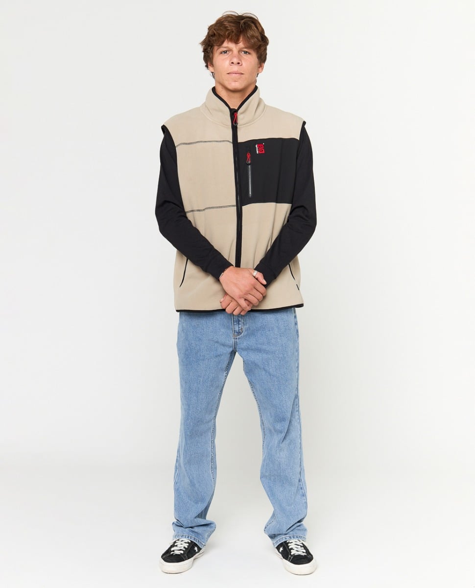 Rip Curl Search Polar Fleece Vest - Khaki Rock