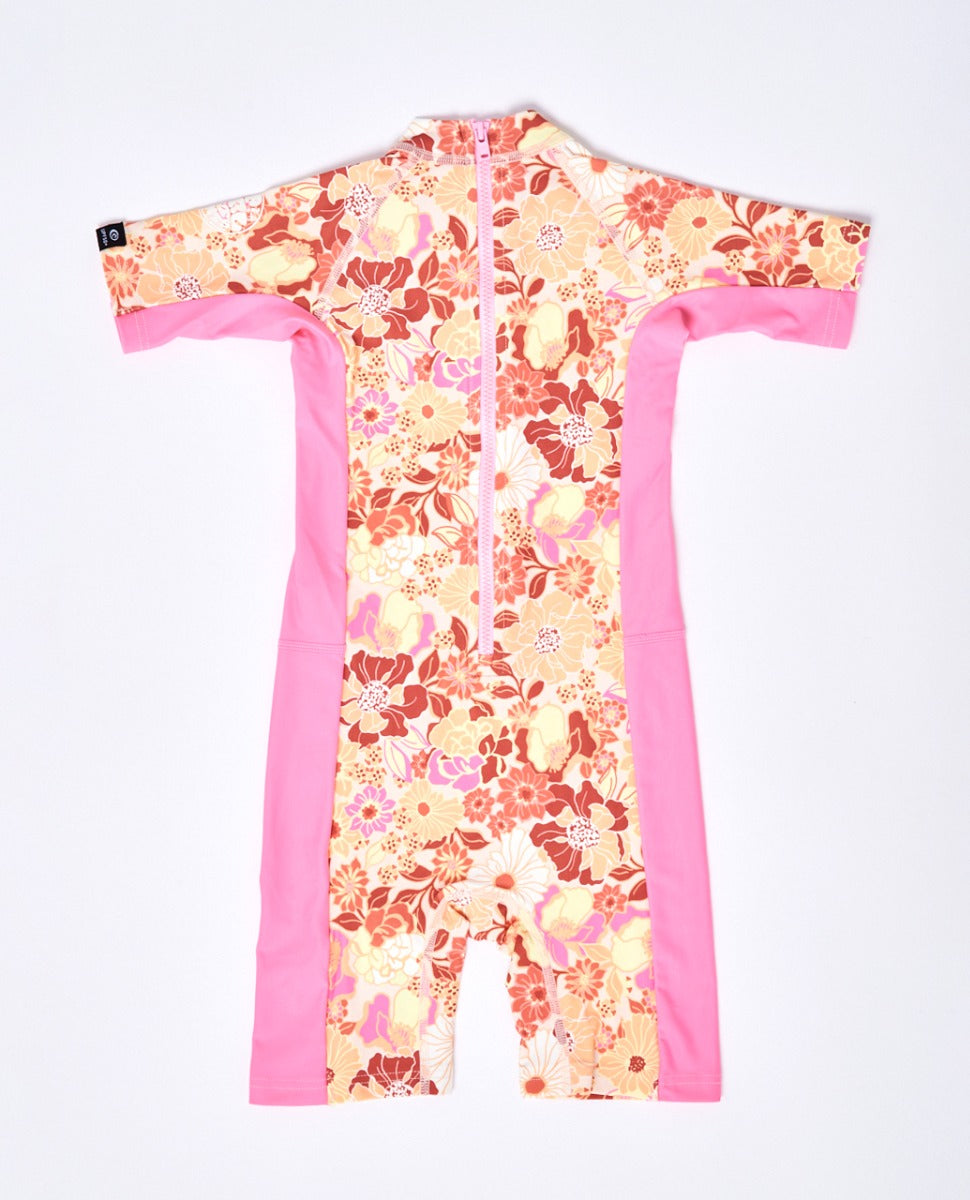 Rip Curl Girls UV Short Sleeve Springsuit in Pink - Back