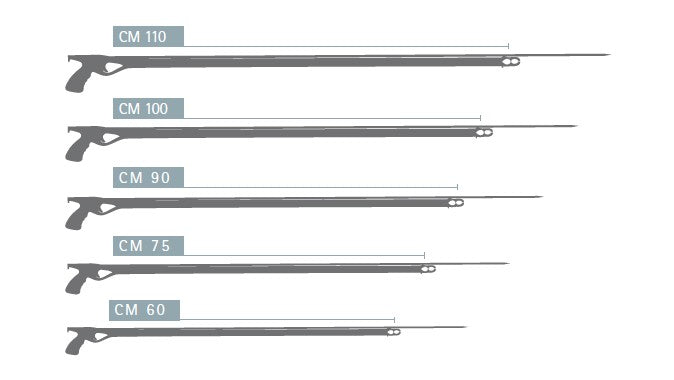 Cressi Comanche Rail Rubber Speargun - sizes