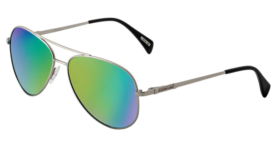 Dirty Dog Maverick Polarised Sunglasses - Silver/Green Fusion