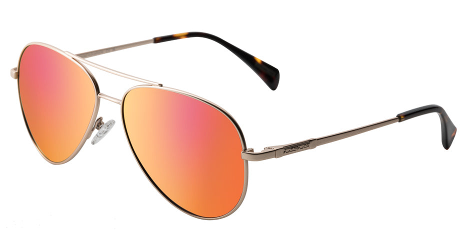 Dirty Dog Maverick Sunglasses in Gold / Grey and Red Fusion Mirror Polarised