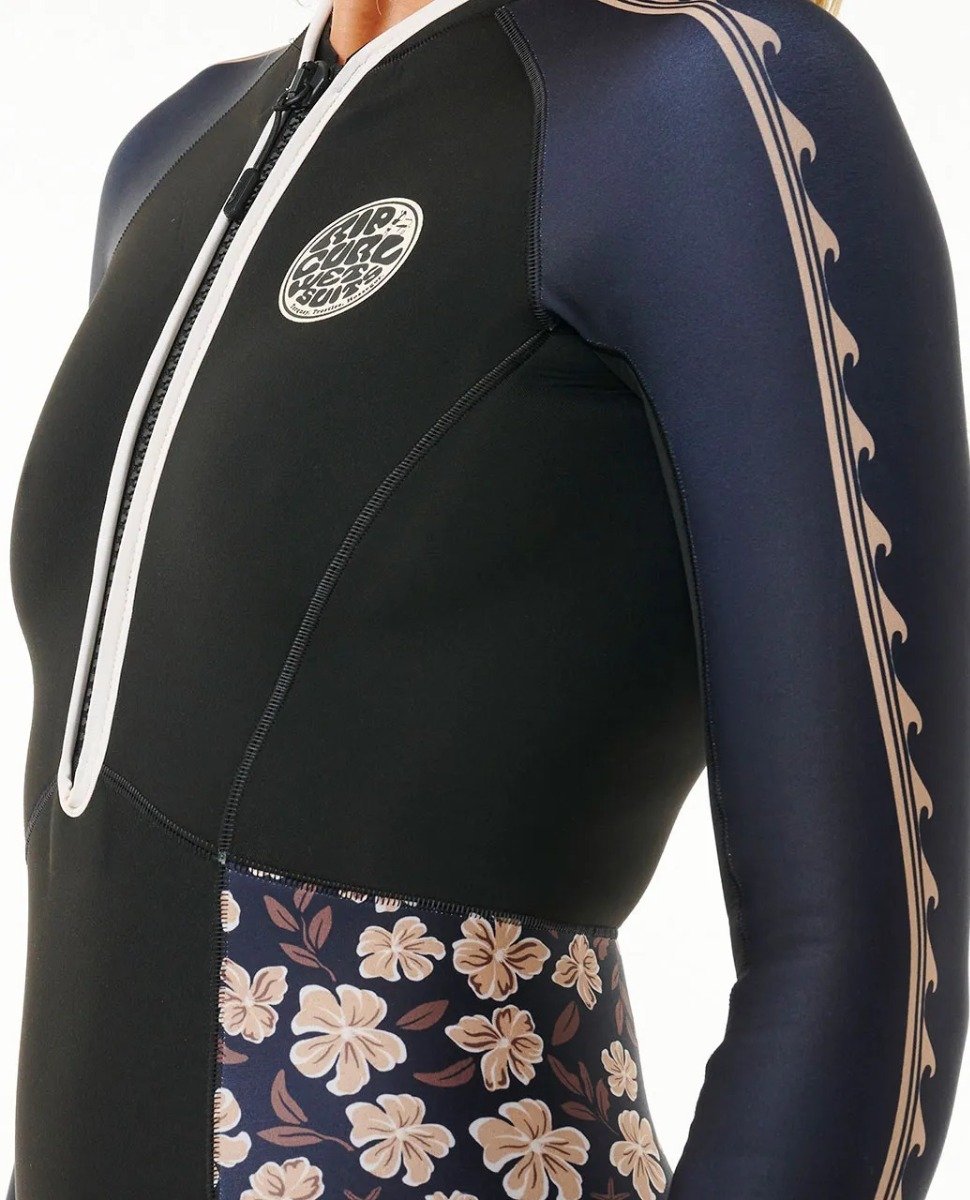 Rip Curl G-Bomb 1.5mm Long Sleeve Front Zip Shorty - Black