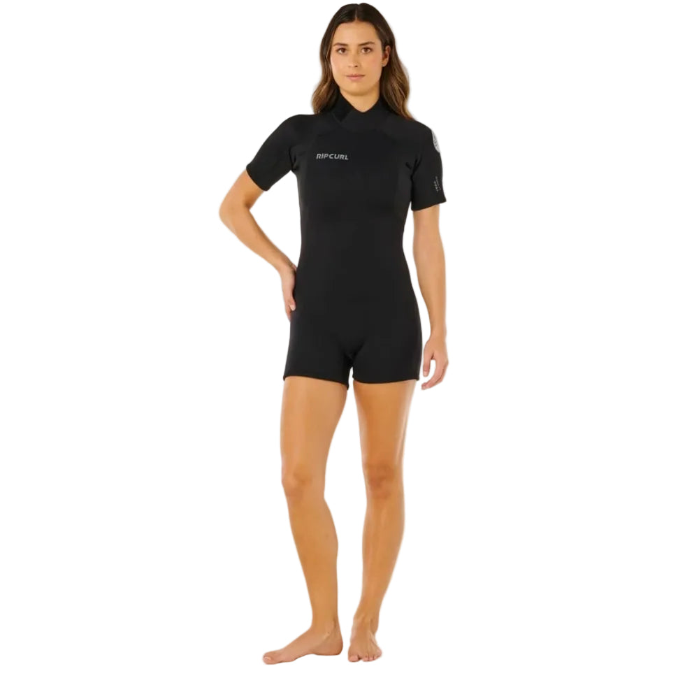 Rip Curl Womens Trad Back Zip 2mm Flatlock Shorty in Black