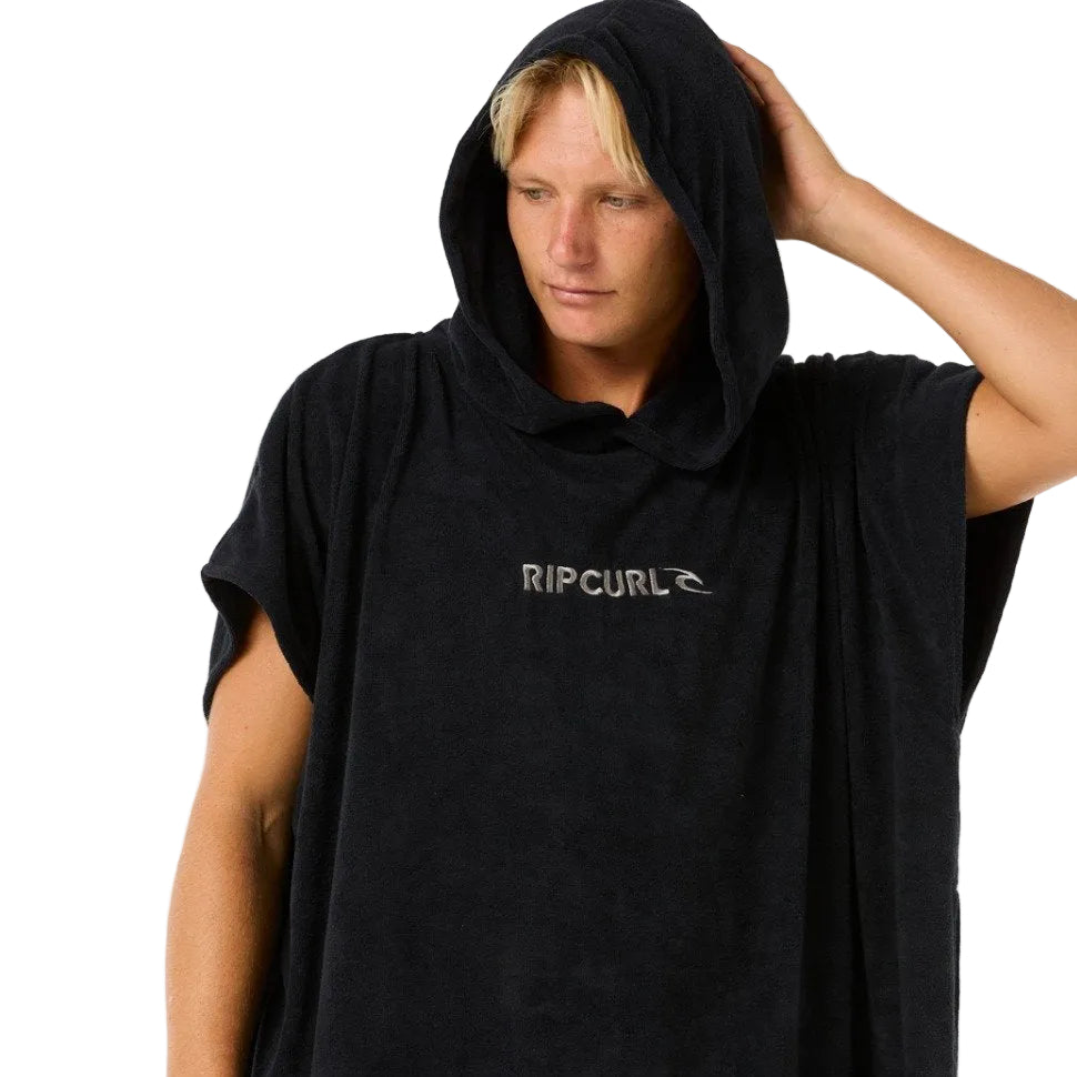Peignoir de change à capuche en serviette Rip Curl Brand pour homme - Black/Grey