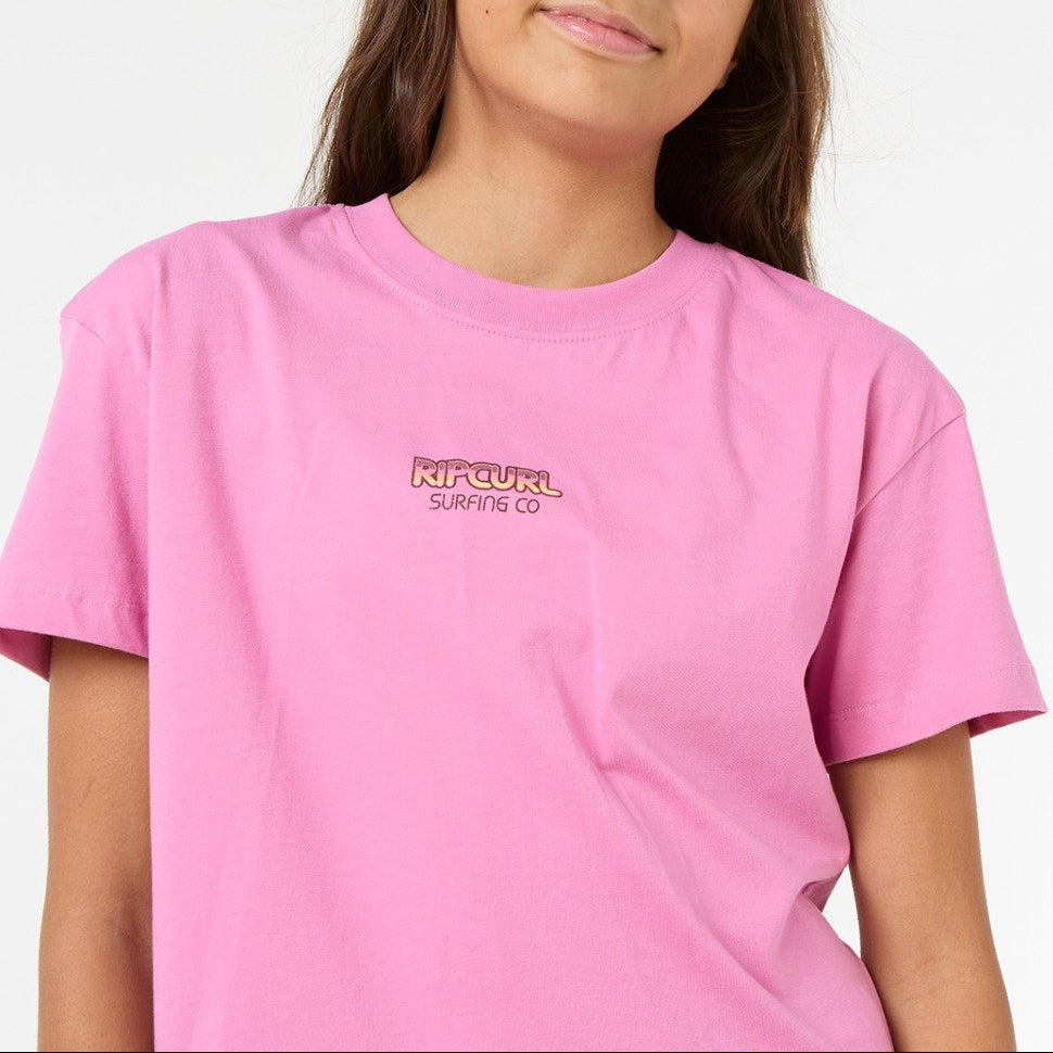 Rip Curl Sun and Sea Girls Crop Tee - Pink