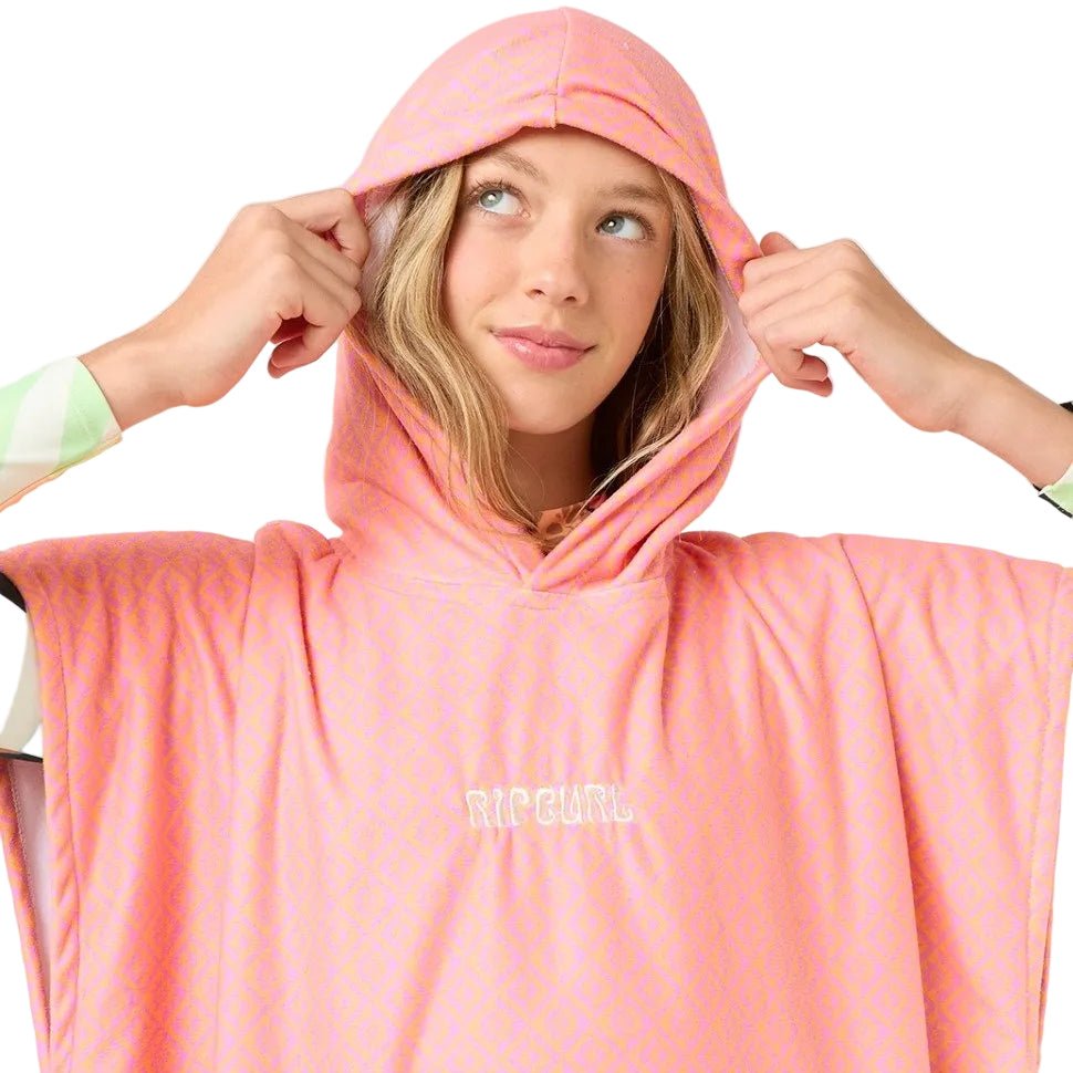 Rip Curl Mixed Hooded Girls Towel Changing Robe - Mango