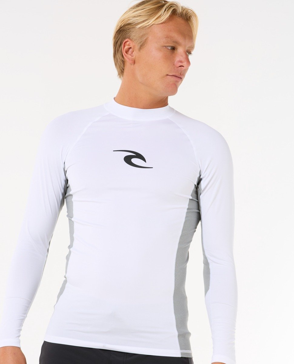 Rip Curl Waves UPF Performance Men's Long Sleeve Rash Vest - White