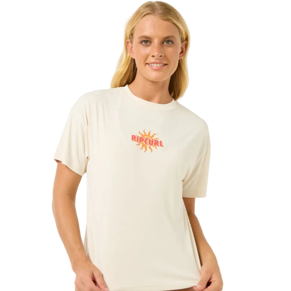 Rip Curl Cala Vadella Surflite Women's Short Sleeve Crop Tee - Bone