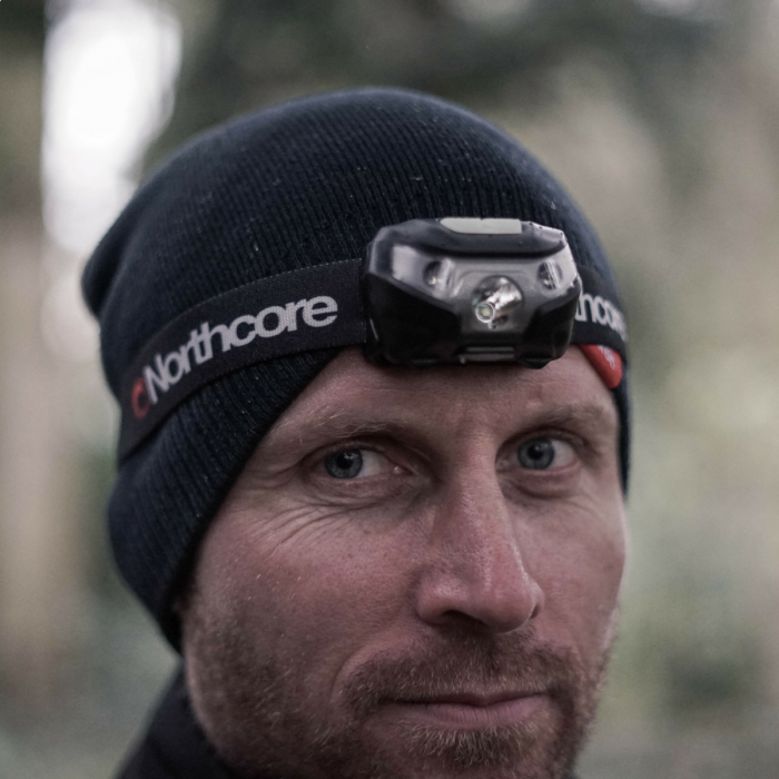 Northcore USB Head Torch 2021 - Black - Lifestyle shot