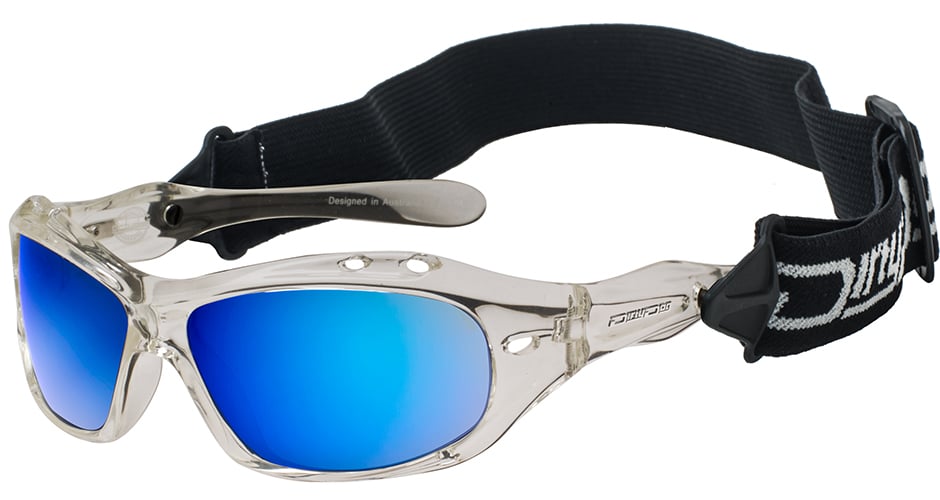 Dirty Dog Curl II Floating Polarised Sunglasses - Clear/Blue Mirror