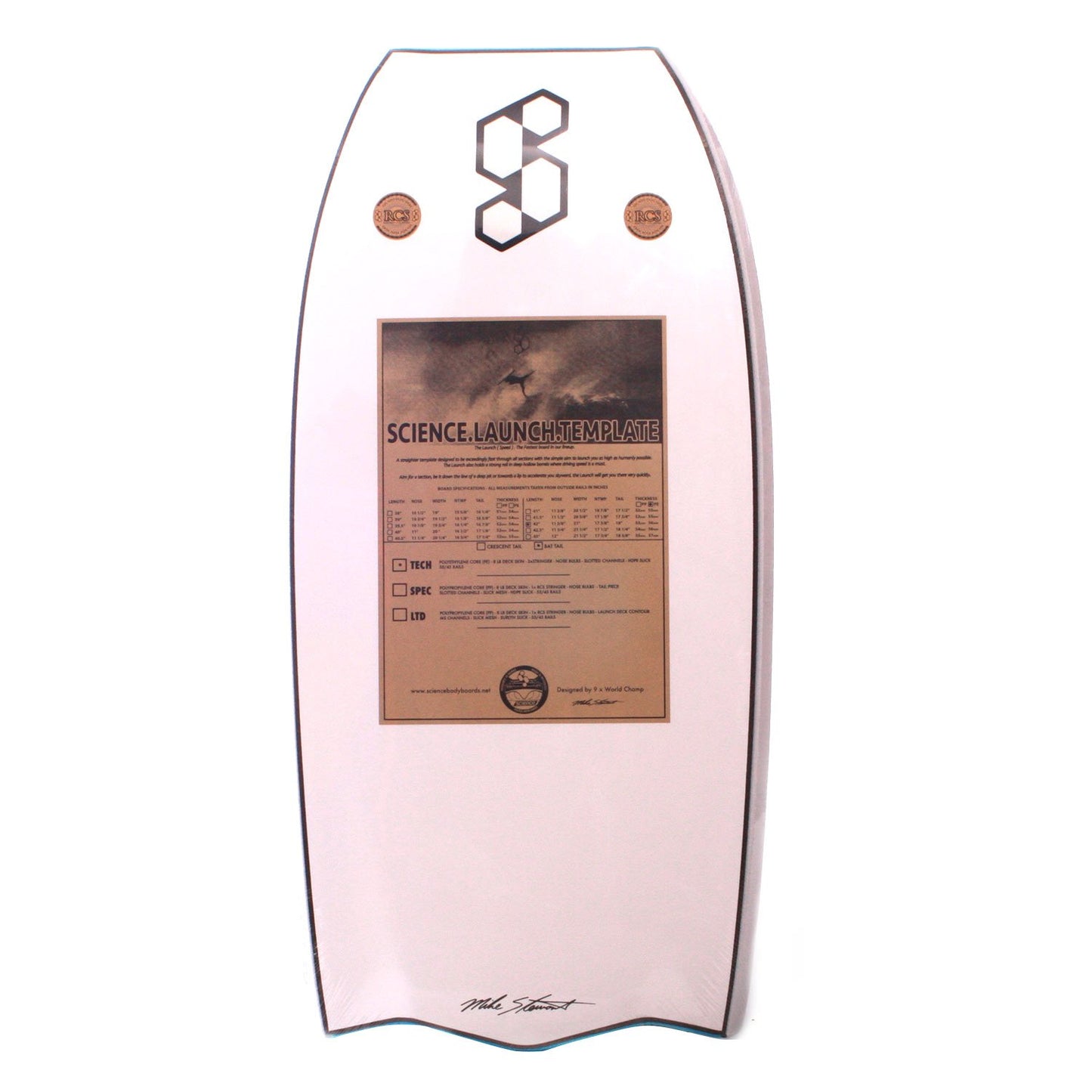 Science 41 Launch PE Delta Tail Bodyboard - Aqua back