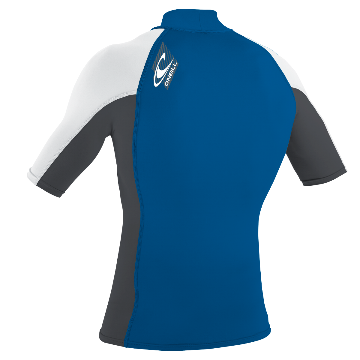 O'Neill Premium Skins Men's Short Sleeve Turtleneck Rash Guard - Deepsea / Graphite / White