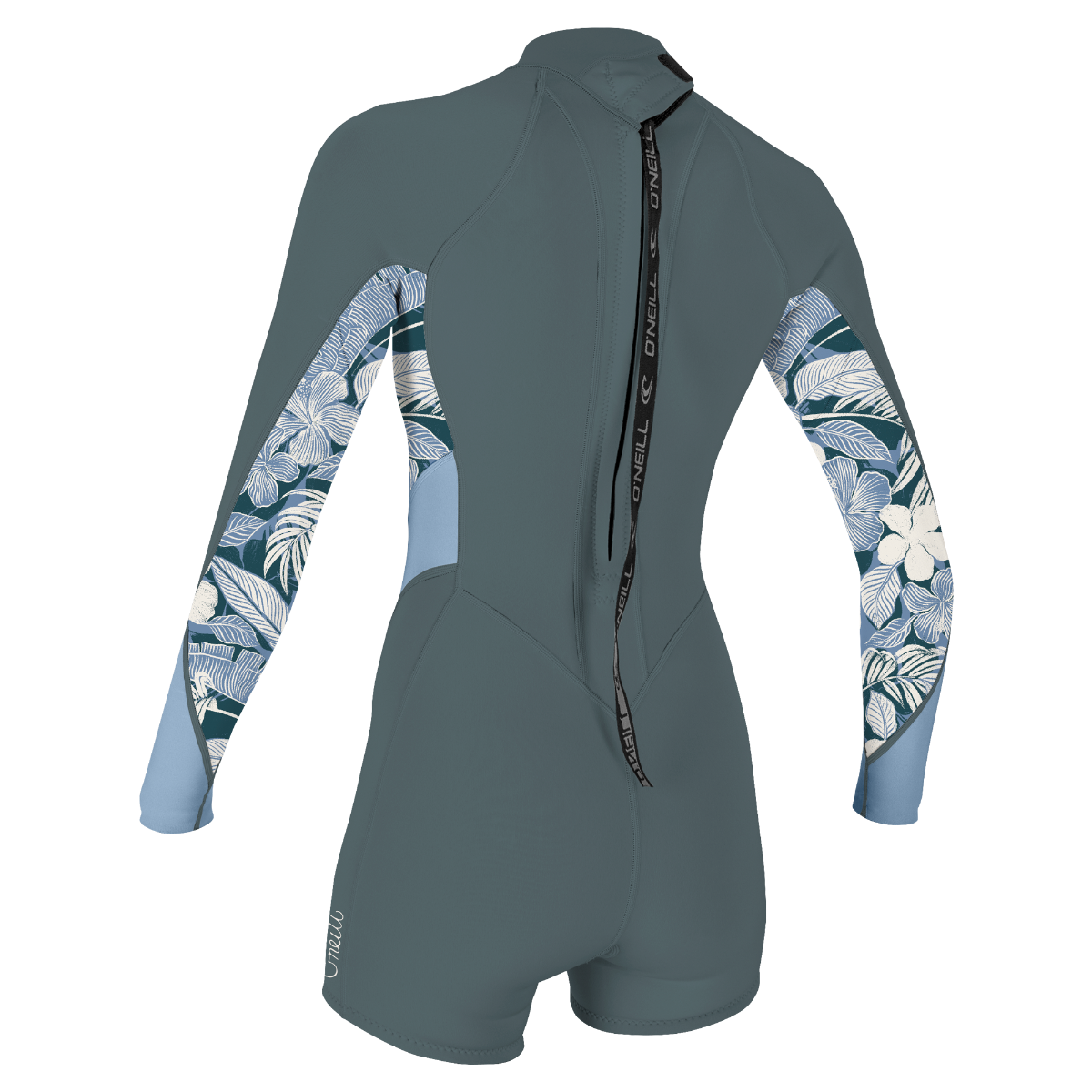 O'Neill Bahia 2/1mm Women's Back Zip Long Arm Shorty 2025 - Shade / Palmento Tropic / Faded Denim