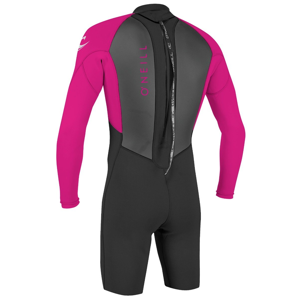 O'Neill Reactor II 2mm Youth Long Sleeve Back Zip Shorty Wetsuit - Black/Berry - Back