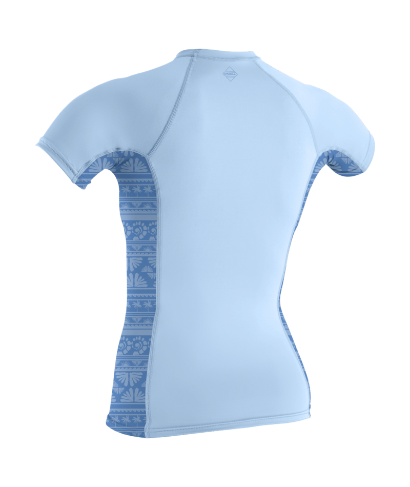 O'Neill Hyperfreak Womens Skins Short Sleeve Rash Guard - Chamber Ray Blue/ Surf Abstract