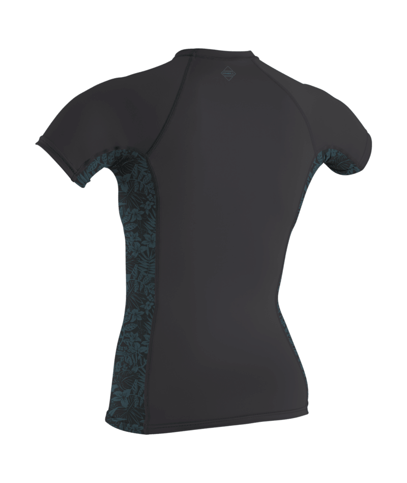 O'Neill Hyperfreak Womens Skins Short Sleeve Rash Guard - Tempered Steel/Shaded Island Sky