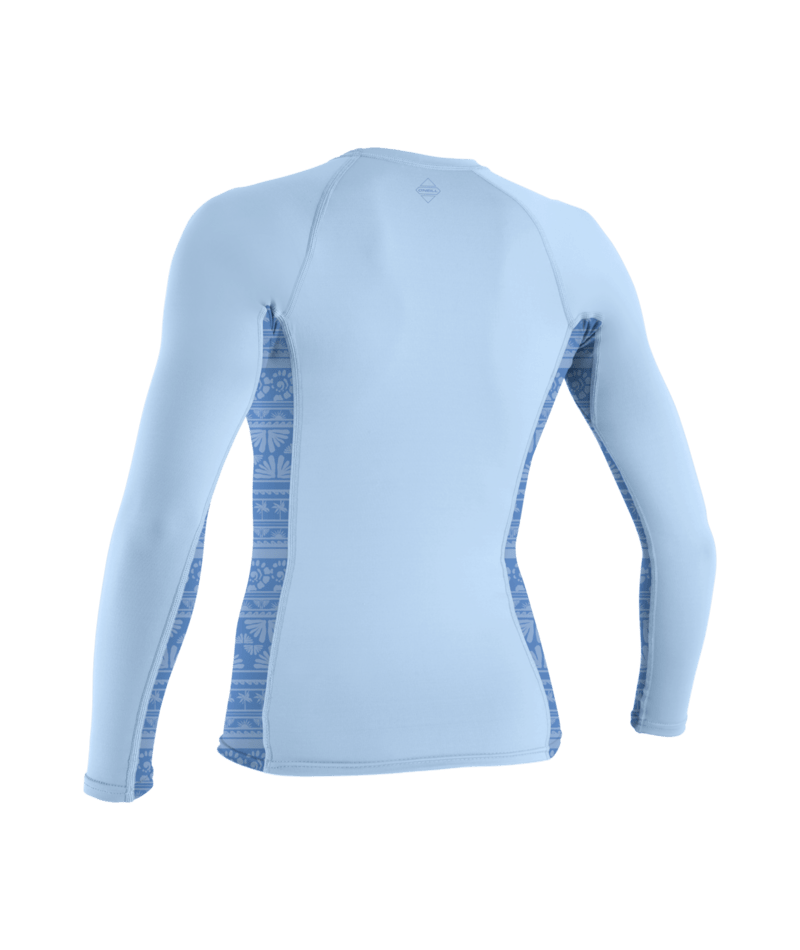 O'Neill Hyperfreak Womens Skins Long Sleeve Rash Guard - Chambray Blue/ Abstract Surf