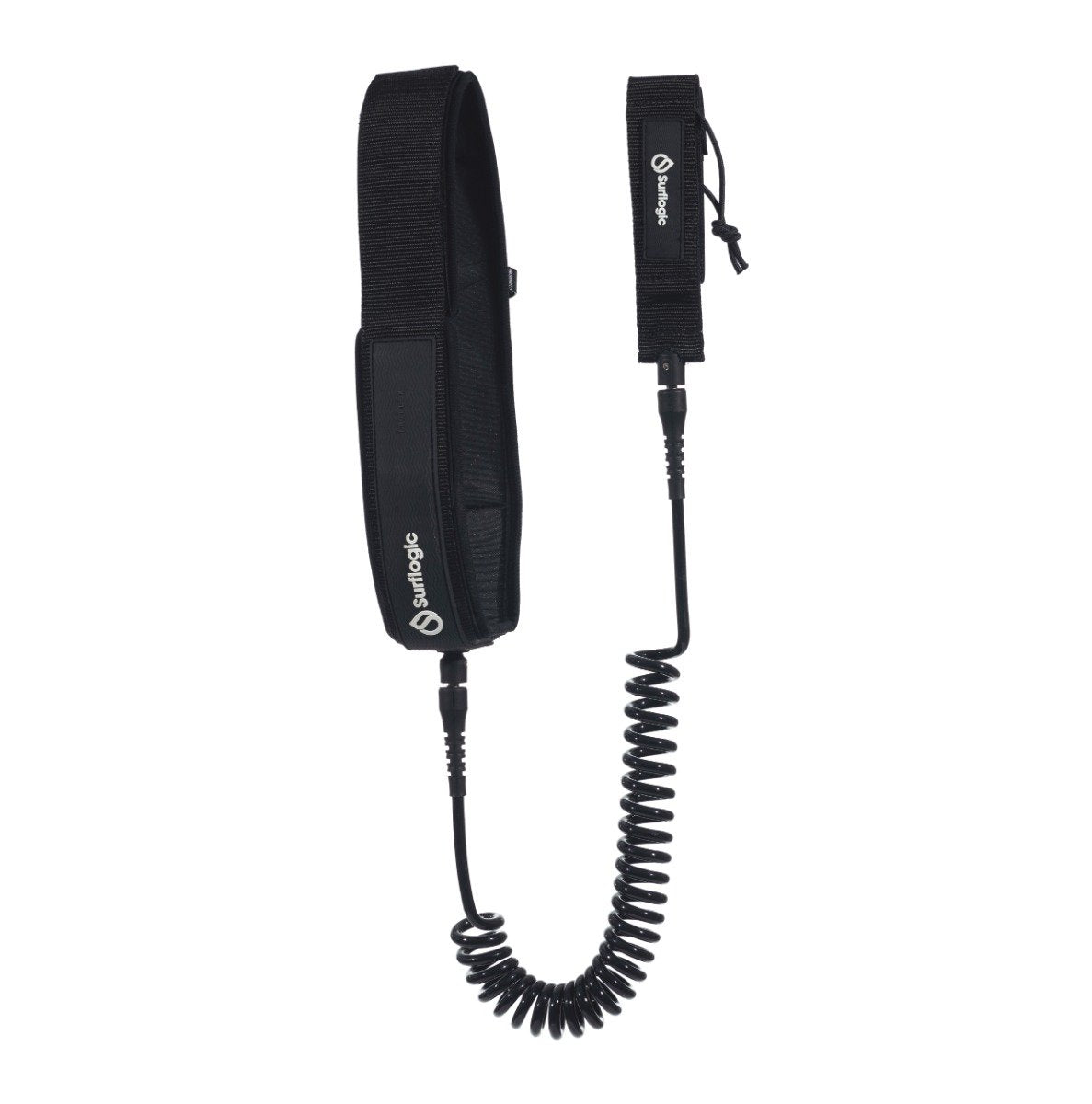 Surflogic Foil 8ft Coil Waist Leash - Black