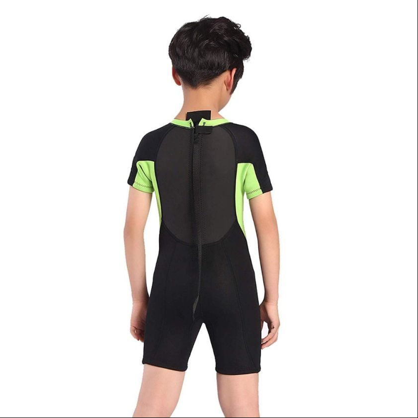 Cressi Smoby Junior Shorty Wetsuit 2021 - Black/Fluro Green - Back