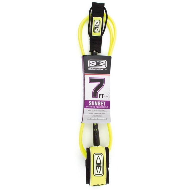 Ocean & Earth 7ft Sunset Surfboard Leash - Yellow