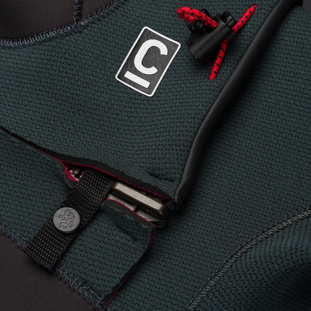 C-Skins NuWave Session 5/4 mm GBS junior avec cagoule intégrée 2026 - Meteor / Forest Green / Red