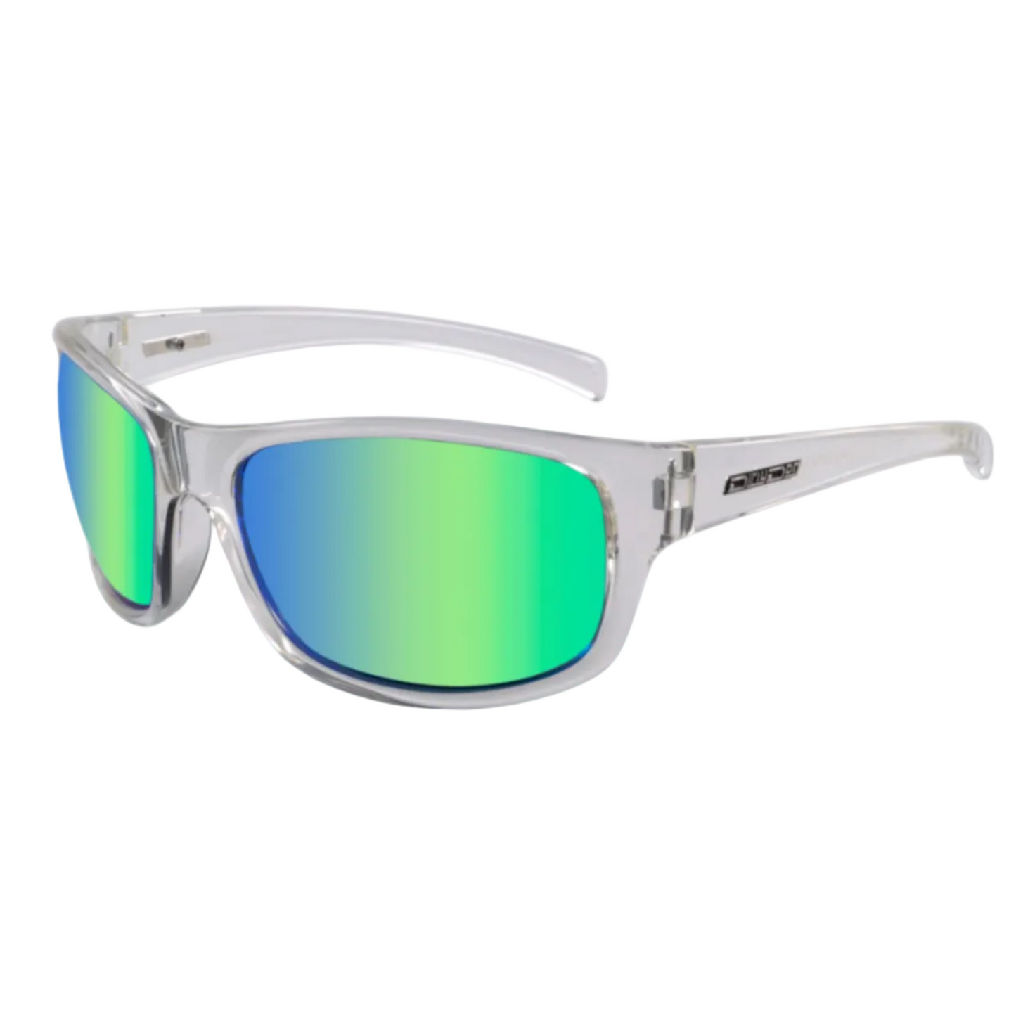 Dirty Dog Shock Sunglasses - Clear Crystal / Green Fusion Polarised