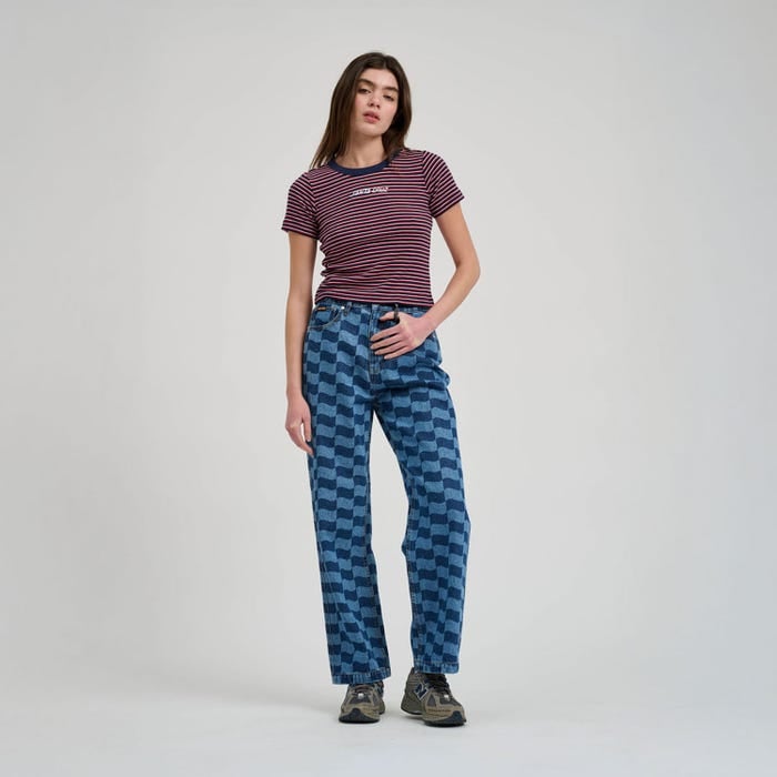 Santa Cruz Strip Logo Women's Emb T-Shirt - Black Stripe