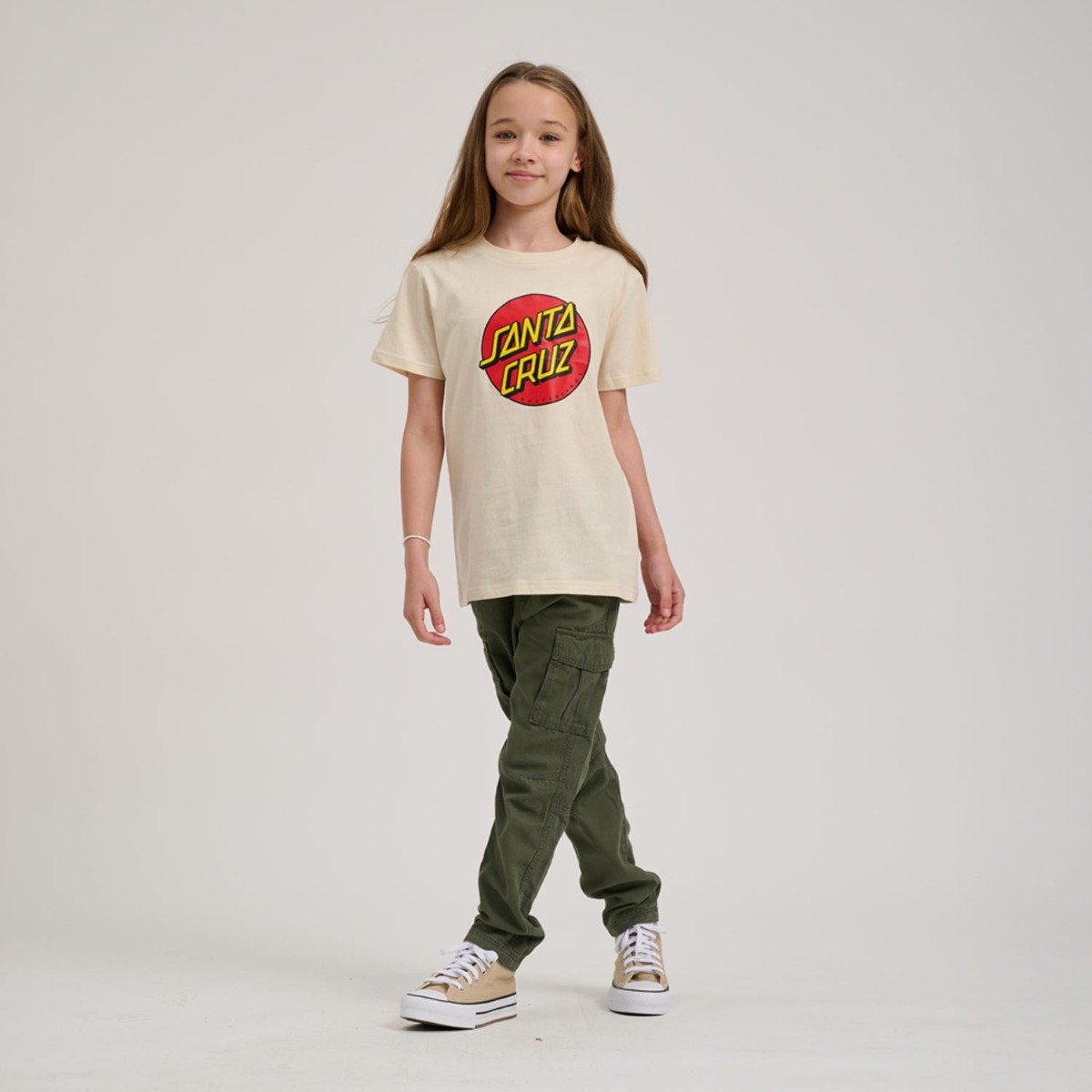 Santa Cruz Youth Classic Dot T-Shirt - Chalk
