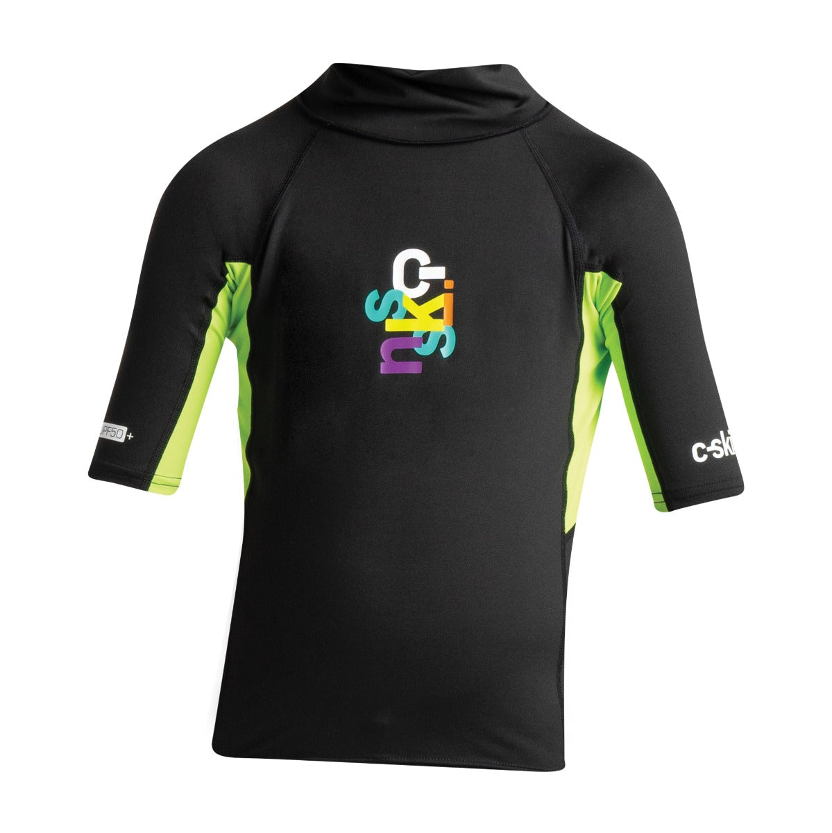 C Skins Rash X Junior Short Sleeve Vest - Slate/Lime - Front