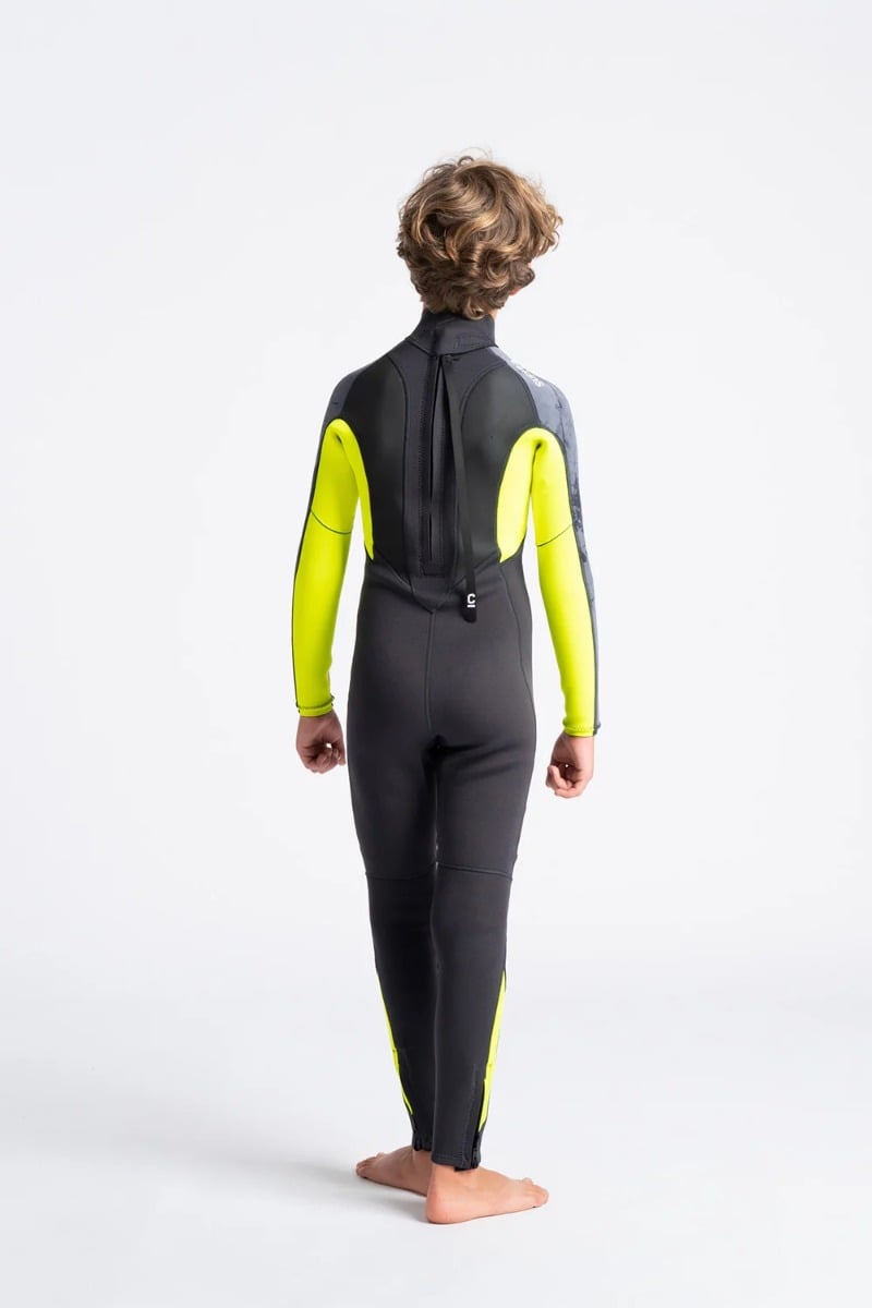C-Skins Elements 3/2mm Junior Back Zip Wetsuit 2026 - Anthracite/ Yellow