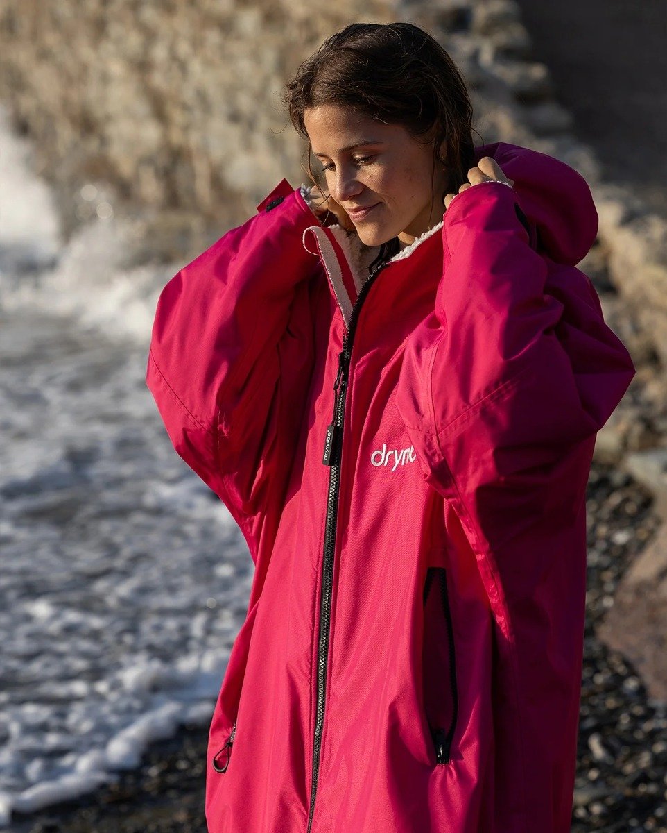 Dryrobe Advance Long Sleeve Changing Robe - Pink / Light Grey