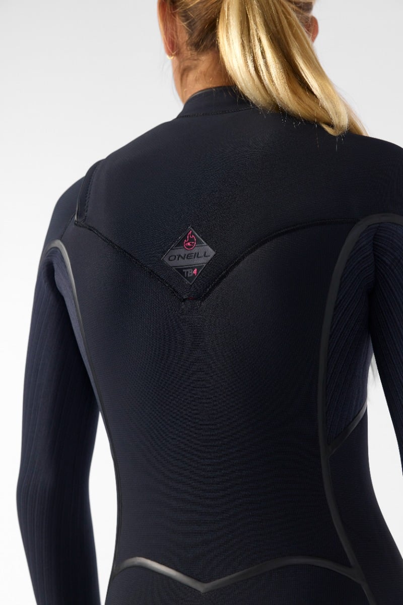 O'Neill Womens Hyperfreak Fire 4/3+mm Chest Zip Wetsuit 2026 - Black