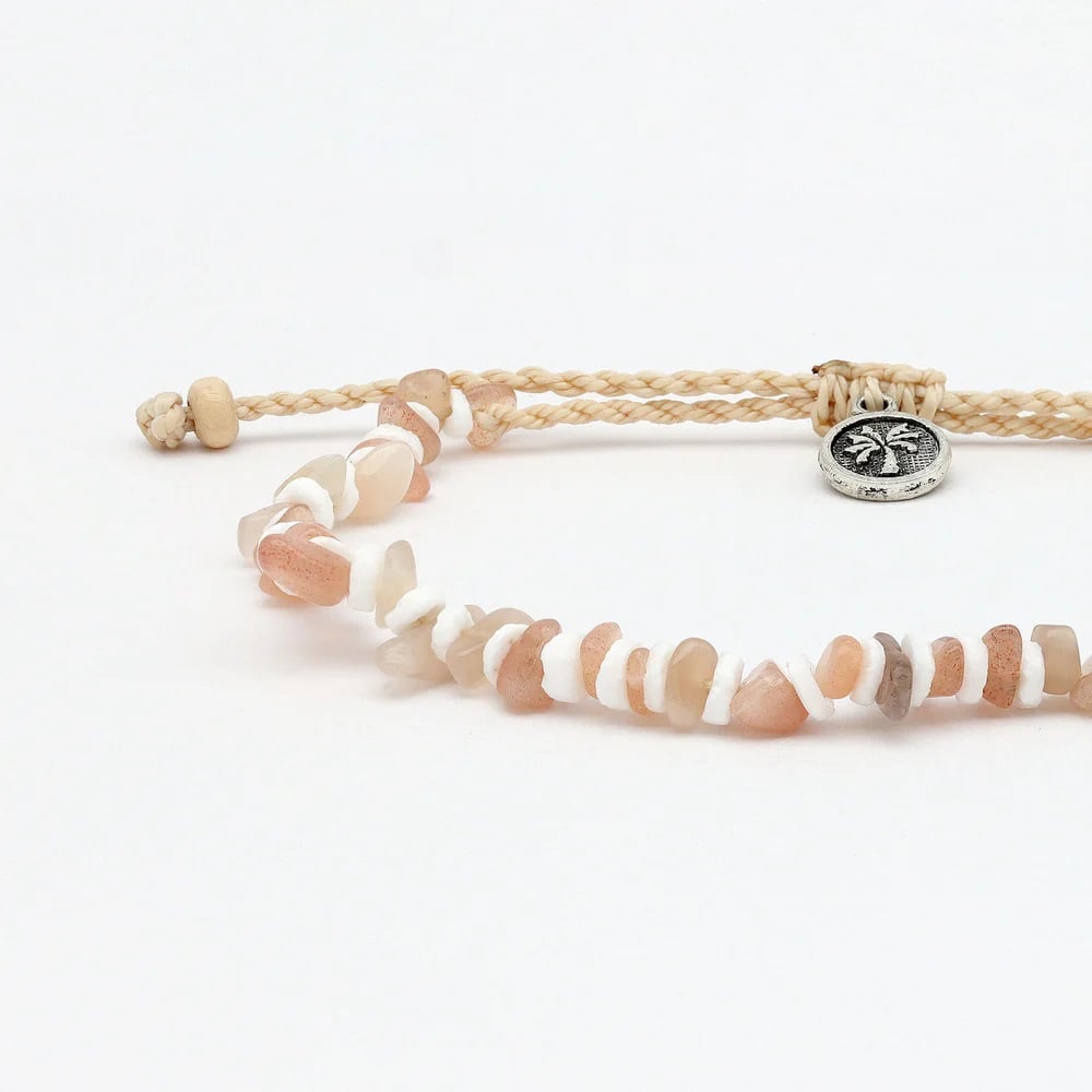 Pineapple Island Dunes Stone Bead Anklet - Natural