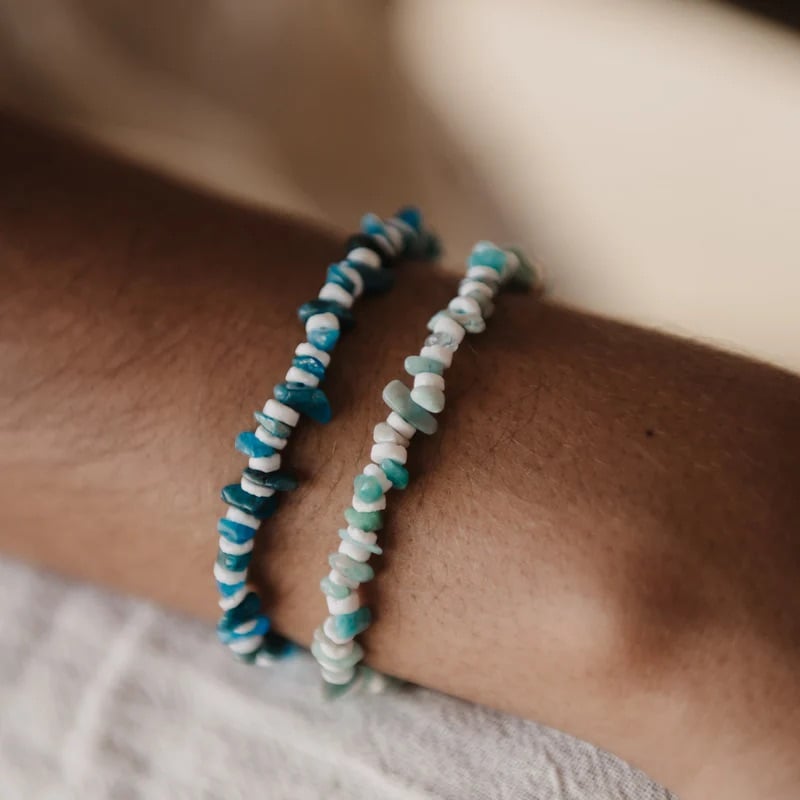 Pineapple Island Dunes Stone Bead Bracelet - Blue