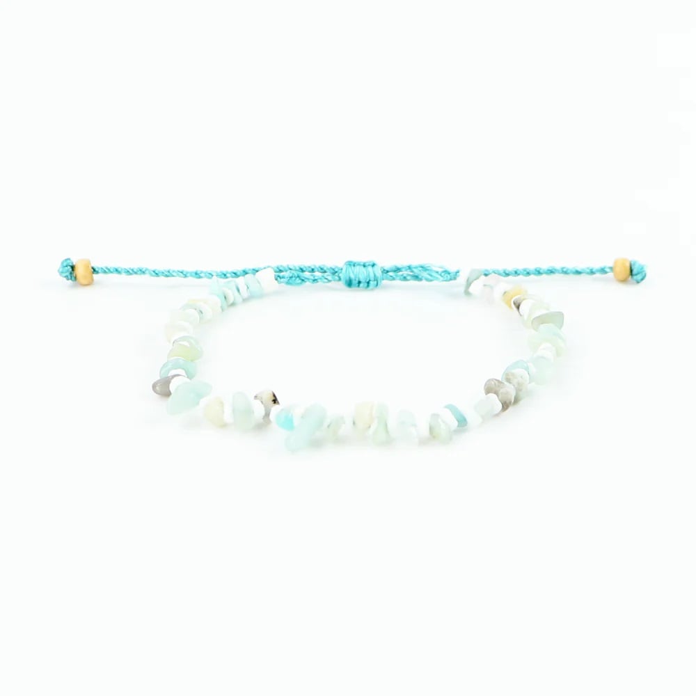 Pineapple Island Dune Stone Bead Anklet - Blue/White