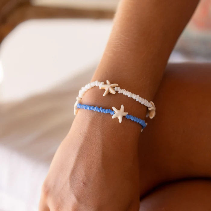 Pineapple Island Starfish Bead Bracelet - Blue