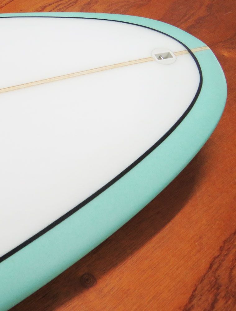 Rebel Mini Mal Surfboard - Seaglass Pinline - Feature