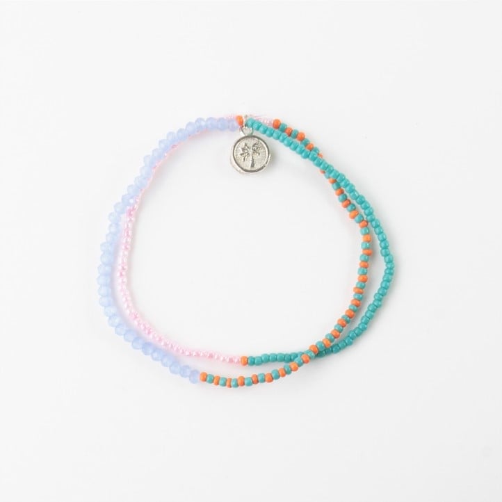 Pineapple Island Elasticated Wrap Bracelet in Blue/Orange/Pink