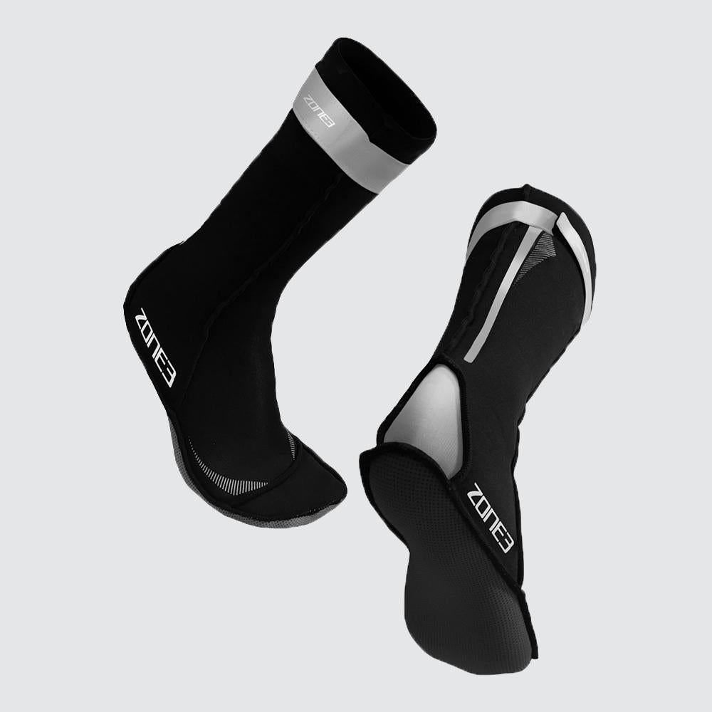 Zone3 Neoprene Swim Socks - Black\Silver - Full View