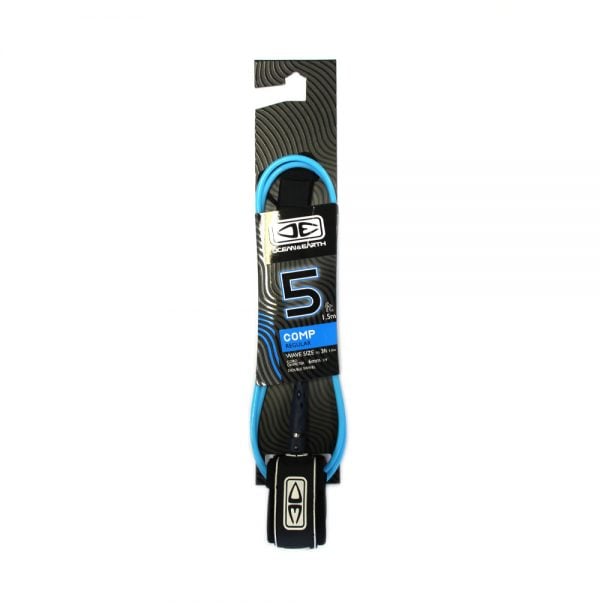 Ocean and Earth Regular Shortboard Surfboard leash 5' blue cyan