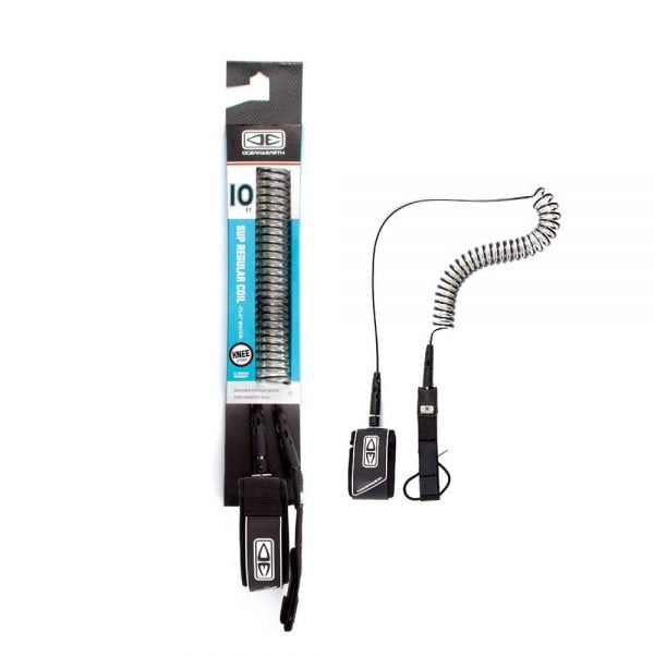 Ocean & Earth Regular 10' SUP Coiled Knee Leash in Black