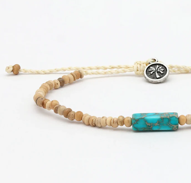 Pineapple Island Beaded Anklet - Coconut Wood Beads