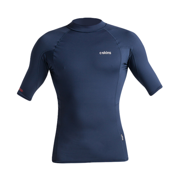C Skins NuWave UV Basics Mens Short Sleeve Mens Rash Vest - Bluestone