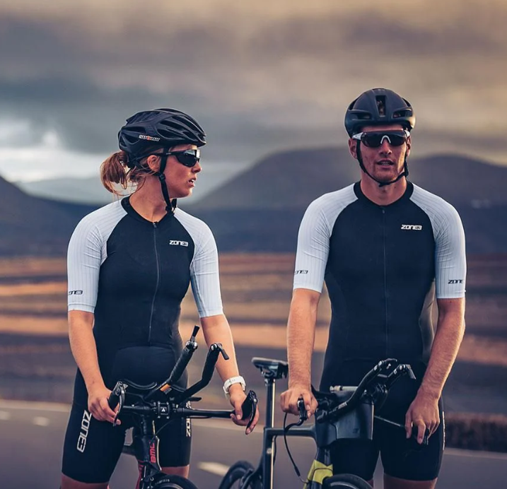 ZONE3 Lava Men's Long Distance Full Zip Short Sleeve Aero Suit - Black/White