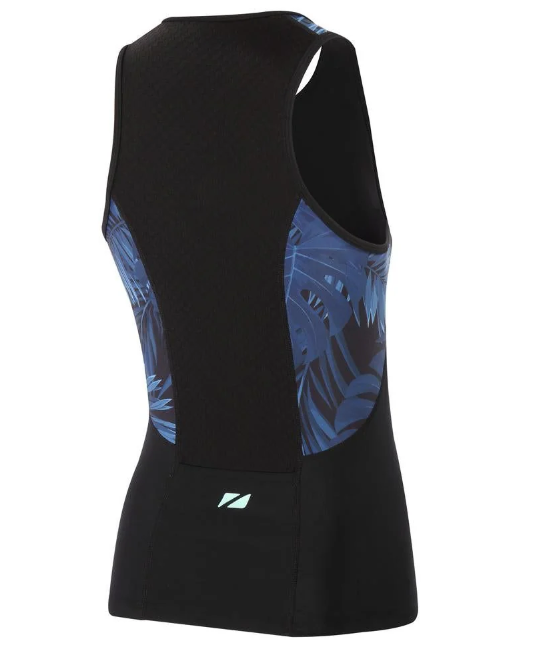 ZONE3 Activate+ Tropical Palm Women's Sleeveless Tri Top - Navy/Green