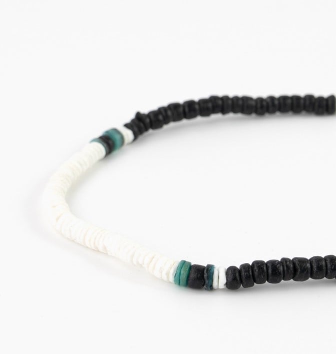 Pineapple Island Surfer Girl Handmade Bead Necklace - Black/White