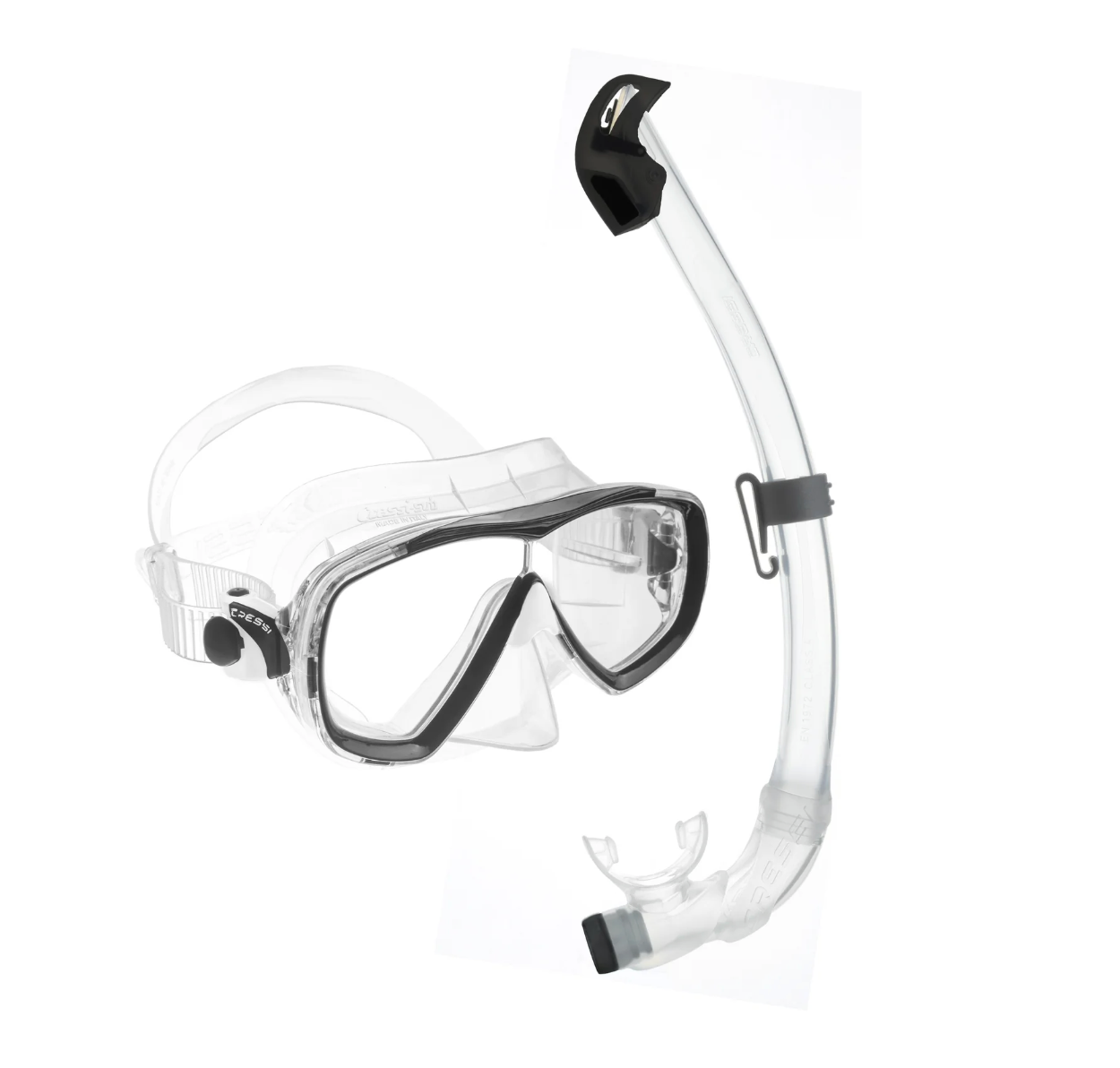 Cressi Estrella + Seal Dry Mask and Snorkel Combo - Clear/Black