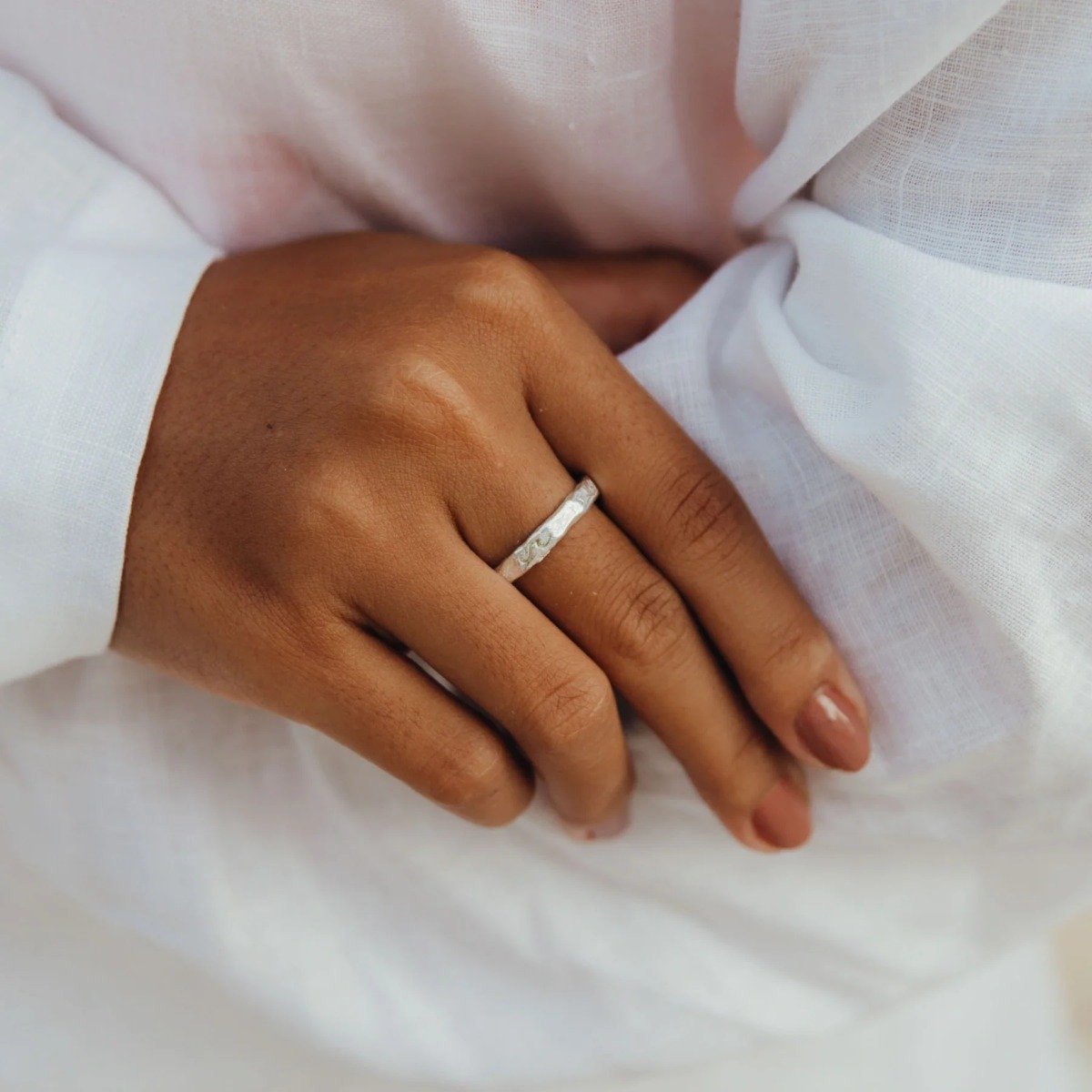 Pineapple Island Flow With It Engraved Wave Ring - Silver Plated