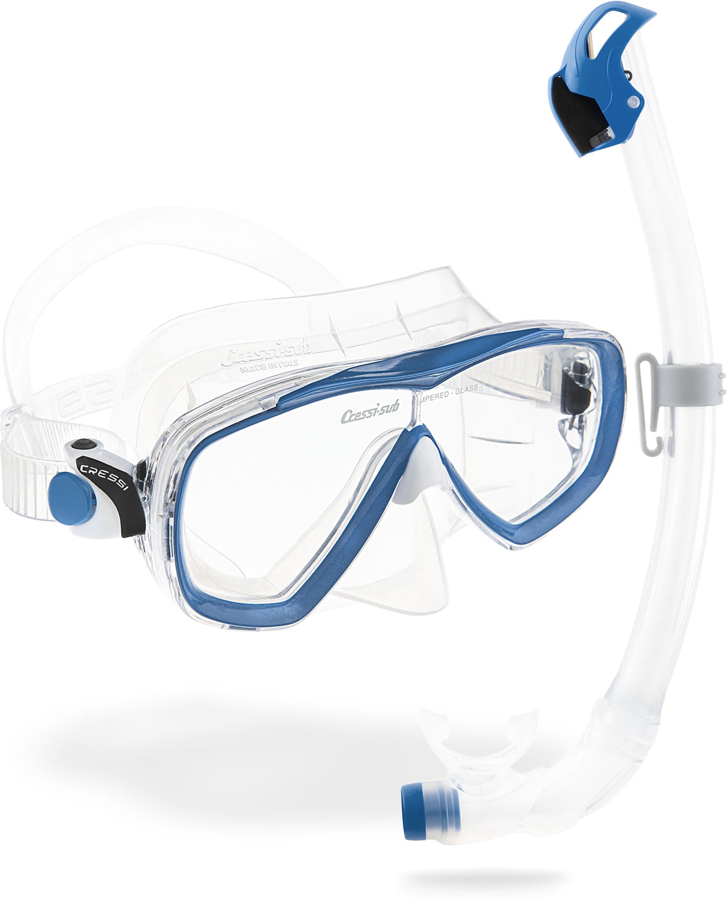 Cressi Estrella + Seal Dry Mask and Snorkel Combo - Clear/Aquamarine