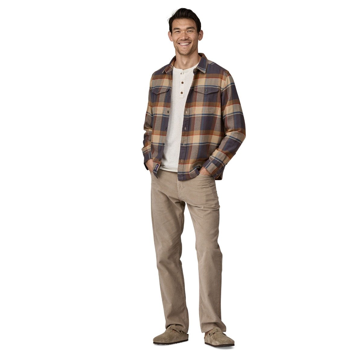 Patagonia Fjord Long-Sleeve Men's Flannel Shirt - Sunrise Ridge/Forge Grey